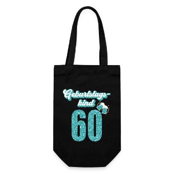 60. Geburtstag 60 Jahre 60er Geburtstagskind - Geschenkbeutel für Flaschen - Schwarz - Vorne