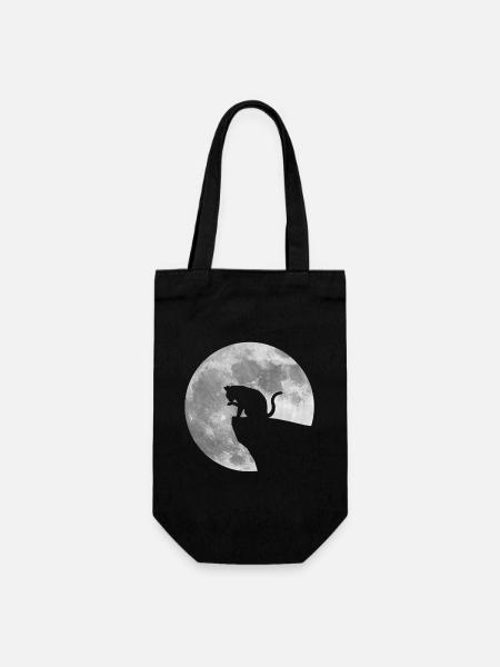 Mond Katze - Geschenkbeutel für Flaschen - Schwarz