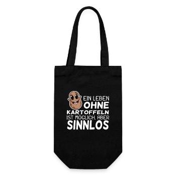 Kartoffel lustiger Spruch - Geschenkbeutel für Flaschen - Schwarz - Vorne
