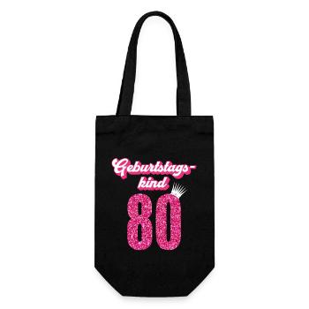80. Geburtstag 80 Jahre 80er Geburtstagskind - Geschenkbeutel für Flaschen - Schwarz - Vorne