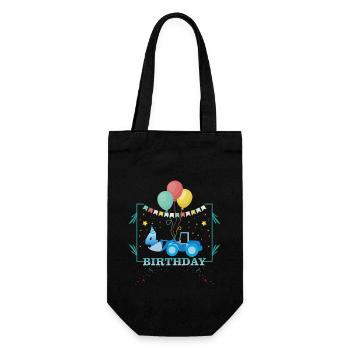 4 birthday tractor - Gift Bag for Bottles - black - Front