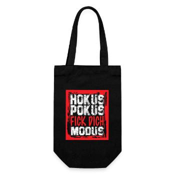 Hokus Pokus Fick dich Modus Lustige Sprüche Ironie - Geschenkbeutel für Flaschen - Schwarz - Vorne