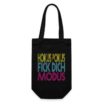 Hokus Pokus Fick dich Modus Lustige Sprüche Ironie - Geschenkbeutel für Flaschen - Schwarz - Vorne