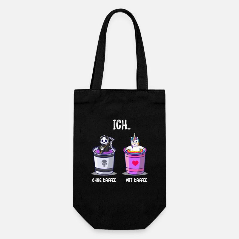 Ich ohne Kaffee Ich mit Kaffee Kaffetrinker Spruch - Geschenkbeutel für Flaschen - Schwarz