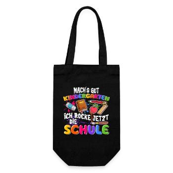 Schulkind Schüler Lustiges Ich rocke die Schule - Geschenkbeutel für Flaschen - Schwarz - Vorne