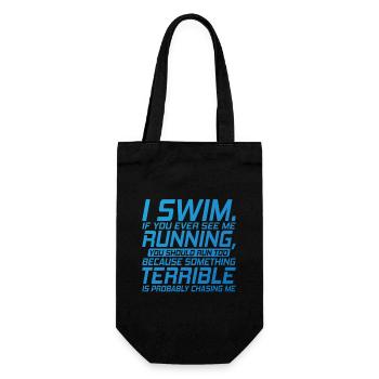 I Swim, if you ever see me Running - Gift Bag for Bottles - black - Front