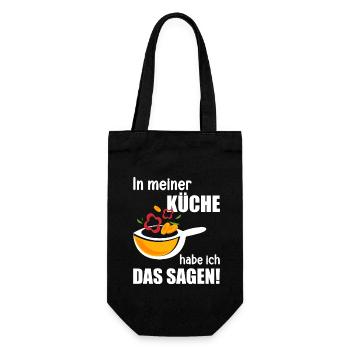 In meiner Küche habe ich das sagen lustiges Köchin - Geschenkbeutel für Flaschen - Schwarz - Vorne