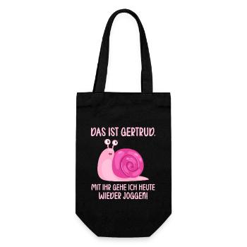 Das ist Gertrud mit ihr gehe ich joggen lustiges - Geschenkbeutel für Flaschen - Schwarz - Vorne