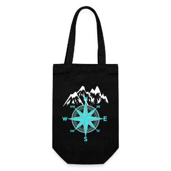 Kompass Windrose Gebirge Berge Gipfel Trekking - Geschenkbeutel für Flaschen - Schwarz - Vorne