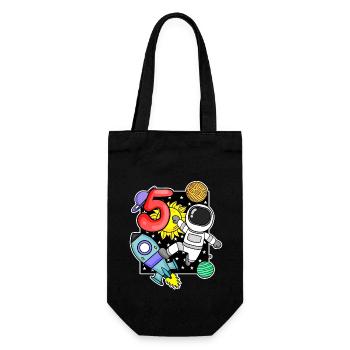 5th birthday astronaut 5 years boy gift - Gift Bag for Bottles - black - Front