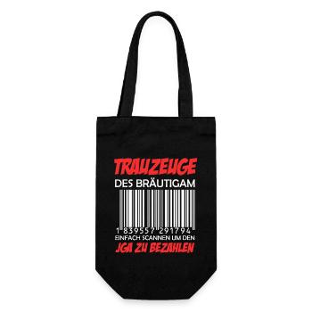Trauzeuge des Bräutigam Strichcode JGA - Geschenkbeutel für Flaschen - Schwarz - Vorne