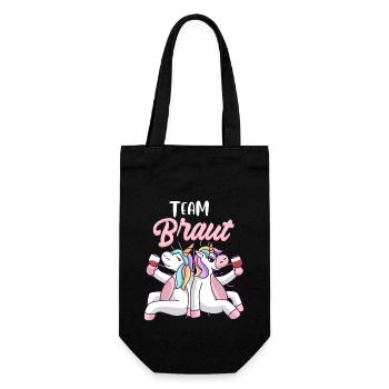 Team Braut Einhorn Geschenk Junggesellin JGA - Geschenkbeutel für Flaschen - Schwarz - Vorne
