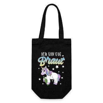 Ich bin die Braut Junggesellin Einhorn - Geschenkbeutel für Flaschen - Schwarz - Vorne