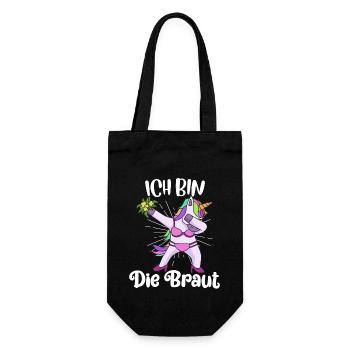 Junggesellenabschied Junggesellin Braut Einhorn - Geschenkbeutel für Flaschen - Schwarz - Vorne
