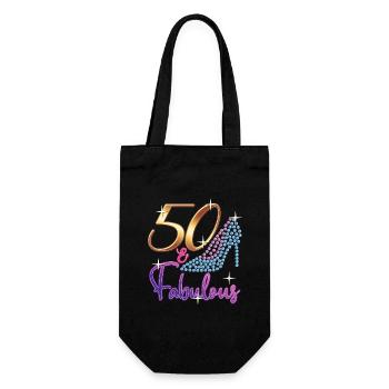 50th Birthday - 50 & Fabulous Turning Fifty Bday - Gift Bag for Bottles - black - Front