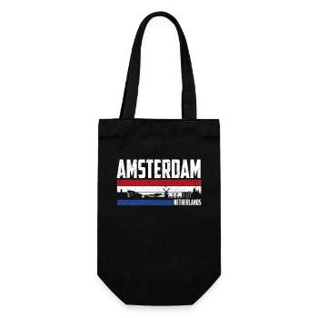 Amsterdam Skyline Heimatstadt Niederlande - Geschenkbeutel für Flaschen - Schwarz - Vorne