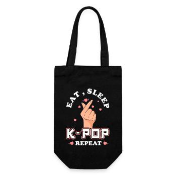 K-Pop Eat Sleep Kpop Repeat - Geschenkbeutel für Flaschen - Schwarz - Vorne