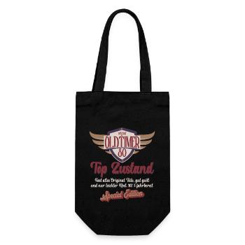 80 Jahre Oldtimer Top Zustand 80. Geburtstag - Geschenkbeutel für Flaschen - Schwarz - Vorne