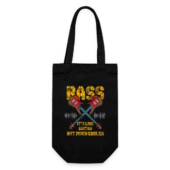 Bass Gitarrist Bassist Bass Spieler - Geschenkbeutel für Flaschen - Schwarz - Vorne