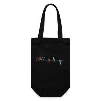 Heartbeat Retro Birthday Vintage 1982 Vintage - Gift Bag for Bottles - black - Front