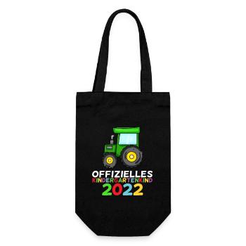 Kindergarten 2022 Traktor Geschenk - Geschenkbeutel für Flaschen - Schwarz - Vorne