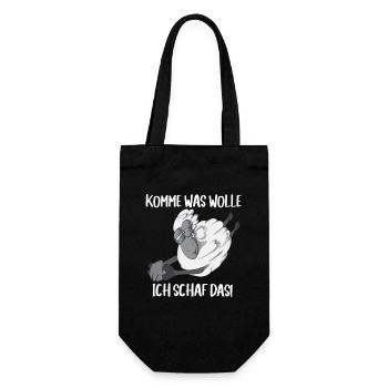 Komme was Wolle ich Schaf das Bauern Landwirt Oma - Geschenkbeutel für Flaschen - Schwarz - Vorne