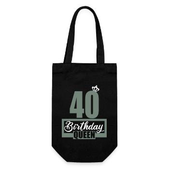 40. Geburtstag 40 Jahre 40er Birthday Queen - Geschenkbeutel für Flaschen - Schwarz - Vorne
