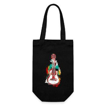 Musiker Gitarre Akustikgitarre E-Gitarre Gitarrist - Geschenkbeutel für Flaschen - Schwarz - Vorne