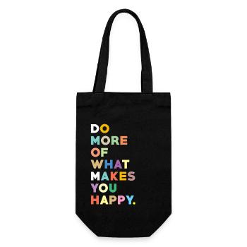 Happiness saying life motto - Gift Bag for Bottles - black - Front