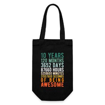 10 Jahre Alt 10. Geburtstag Vintage Retro Nummern - Geschenkbeutel für Flaschen - Schwarz - Vorne