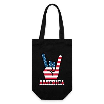 Amérique États-Unis drapeau drapeau rockers à main levée - Sac à bouteille - noir - Devant