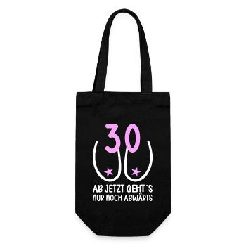 30 Jahre Schwerkraft es geht abwärts 30 Jahre 30. - Geschenkbeutel für Flaschen - Schwarz - Vorne