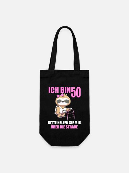 50 bitte helfen Sie mir über Straße 50. Geburtstag - Geschenkbeutel für Flaschen - Schwarz