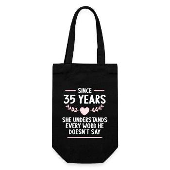 35 Jahre verheirtatet 35. Hochzeitstag - Geschenkbeutel für Flaschen - Schwarz - Vorne