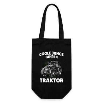 Coole Jungs fahren Traktor Trecker Junge - Geschenkbeutel für Flaschen - Schwarz - Vorne
