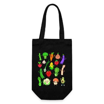 Comic Kawaii Gemüse - Geschenkbeutel für Flaschen - Schwarz - Vorne