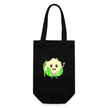 Comic Blumenkohl - Geschenkbeutel für Flaschen - Schwarz - Vorne