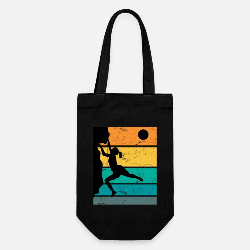 Retro Boulder Felsklettern Freiklettern - Geschenkbeutel für Flaschen - Schwarz