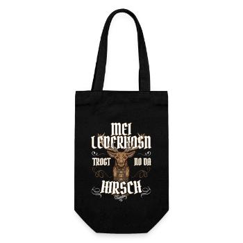 Mei Lederhosn trogt no da Hirsch Wiesn - Geschenkbeutel für Flaschen - Schwarz - Vorne