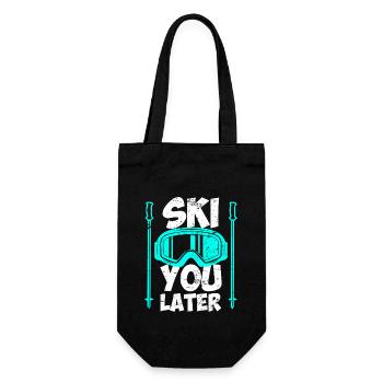 Ski you later Skifahrer Skiurlaub - Geschenkbeutel für Flaschen - Schwarz - Vorne