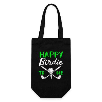 Happy Birdie To Me Golfspieler Golf Spielen Golfer - Geschenkbeutel für Flaschen - Schwarz - Vorne
