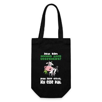 Ich bin second Hand Anti Vegetarier Kühe BBQ Steak - Geschenkbeutel für Flaschen - Schwarz - Vorne
