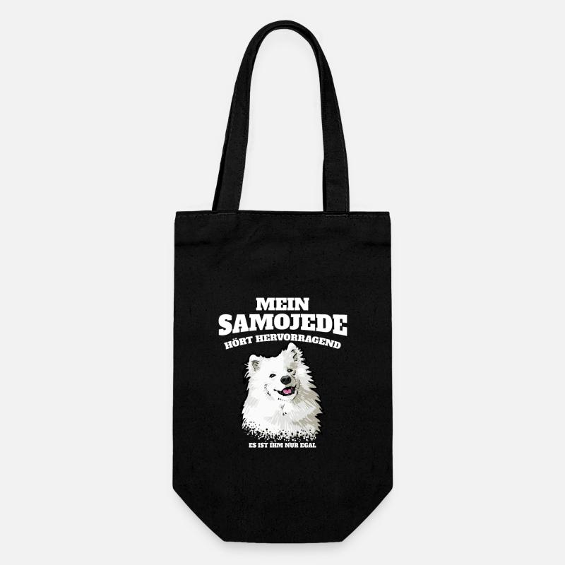 Mein Samojede Hört Hervorragend Ist Ihm Nur Egal - Geschenkbeutel für Flaschen - Schwarz