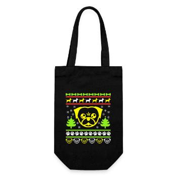 Hunde Mops HUndebesitzer Ugly Christmas Spaß - Geschenkbeutel für Flaschen - Schwarz - Vorne