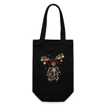 Weihnachten Süße Weihnachten Dackel Wiener Hund Geschenk - Geschenkbeutel für Flaschen - Schwarz - Vorne
