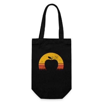 Apfel Gesund Frucht Obst Vegan Retro Geschenk - Geschenkbeutel für Flaschen - Schwarz - Vorne