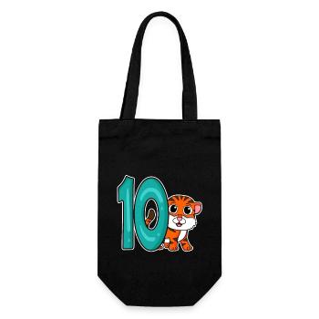 10 Jahre alt - 10. Geburtstag - Kindergeburtstag - Geschenkbeutel für Flaschen - Schwarz - Vorne