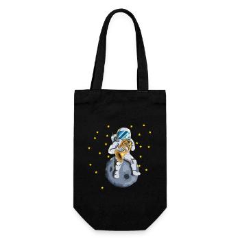 Astronaut Moon Universe Stars French Horn Brass Music - Gift Bag for Bottles - black - Front