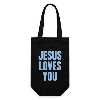 Jésus vous aime - Citations chrétiennes - Sac à bouteille - noir - Devant