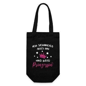 Ich Schmeiß Alles Hin Und Werd Prinzessin Geschenk - Geschenkbeutel für Flaschen - Schwarz - Vorne
